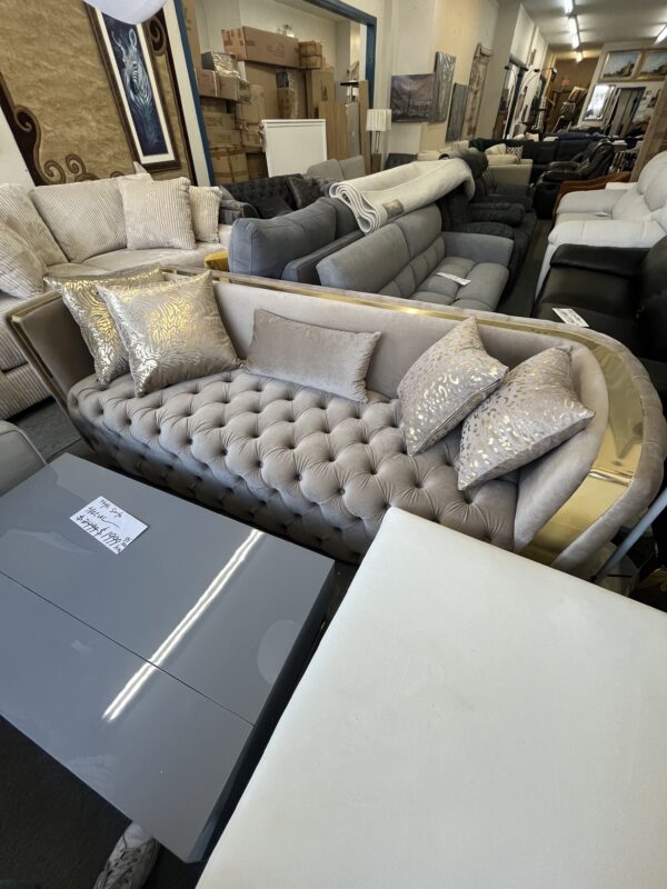 Elegant Sofa with Gold Accents - Image 5