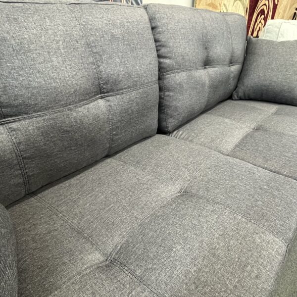 Modern Dark Grey Tufted Fabric Sofa - Image 5
