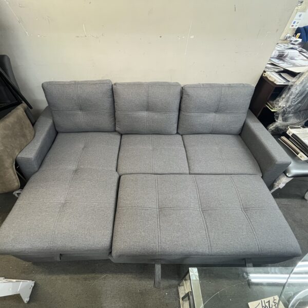 Modern Grey Fabric Convertible Sofa Bed with Chaise - Image 5