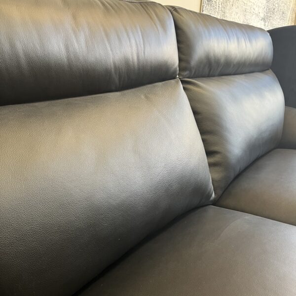 Premium 100% Leather Black Sofa - Image 4