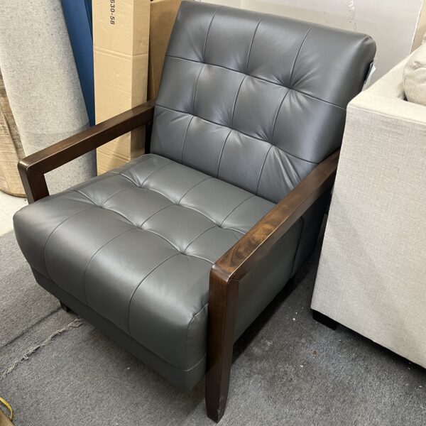 Grey Elegance Tufted Leather Accent Chair - Image 2