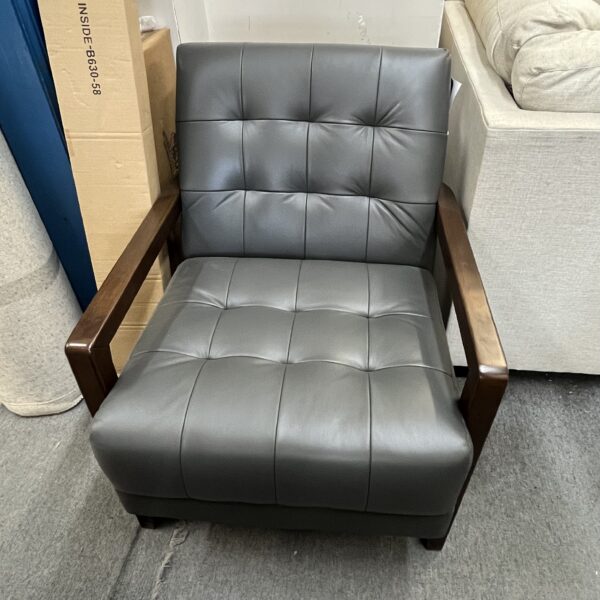 Grey Elegance Tufted Leather Accent Chair - Image 3