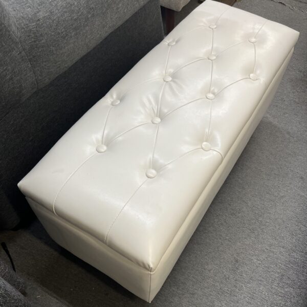 Ivory Luxe Tufted Storage Ottoman - Image 3