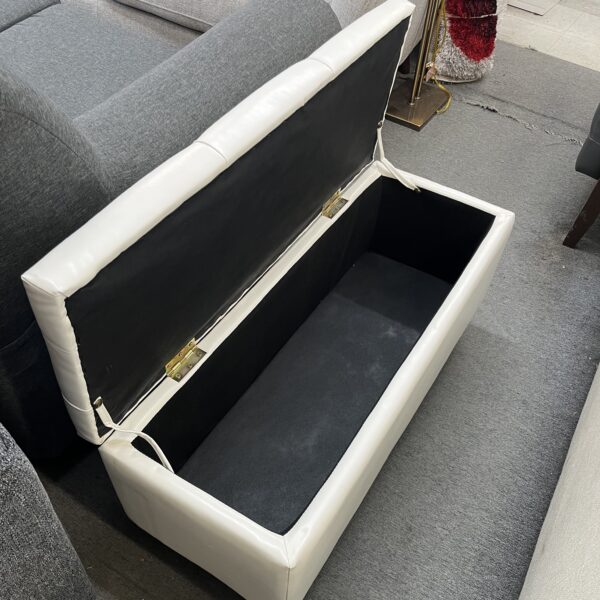 Ivory Luxe Tufted Storage Ottoman - Image 7