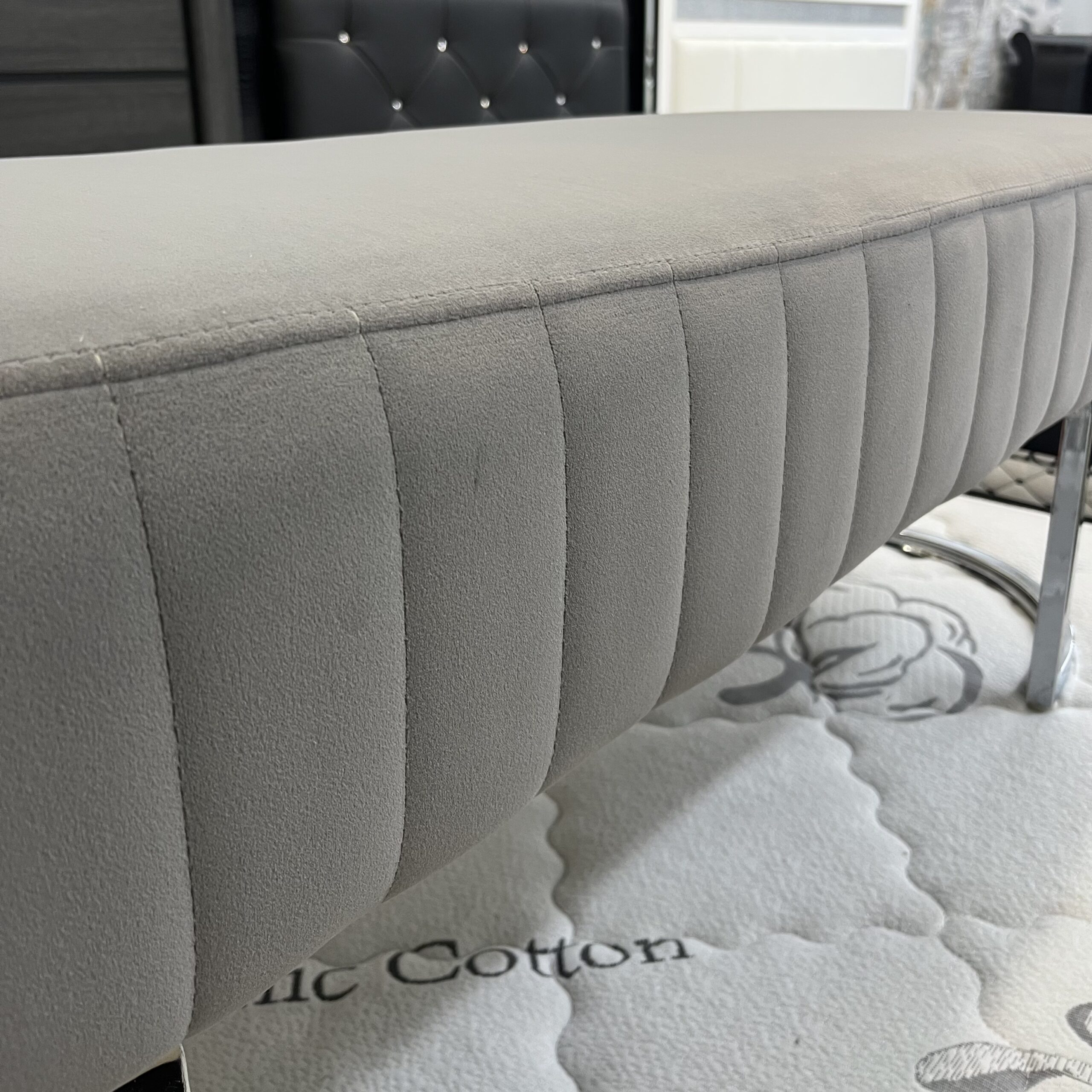 Dove Grey Tufted Bench - Image 5