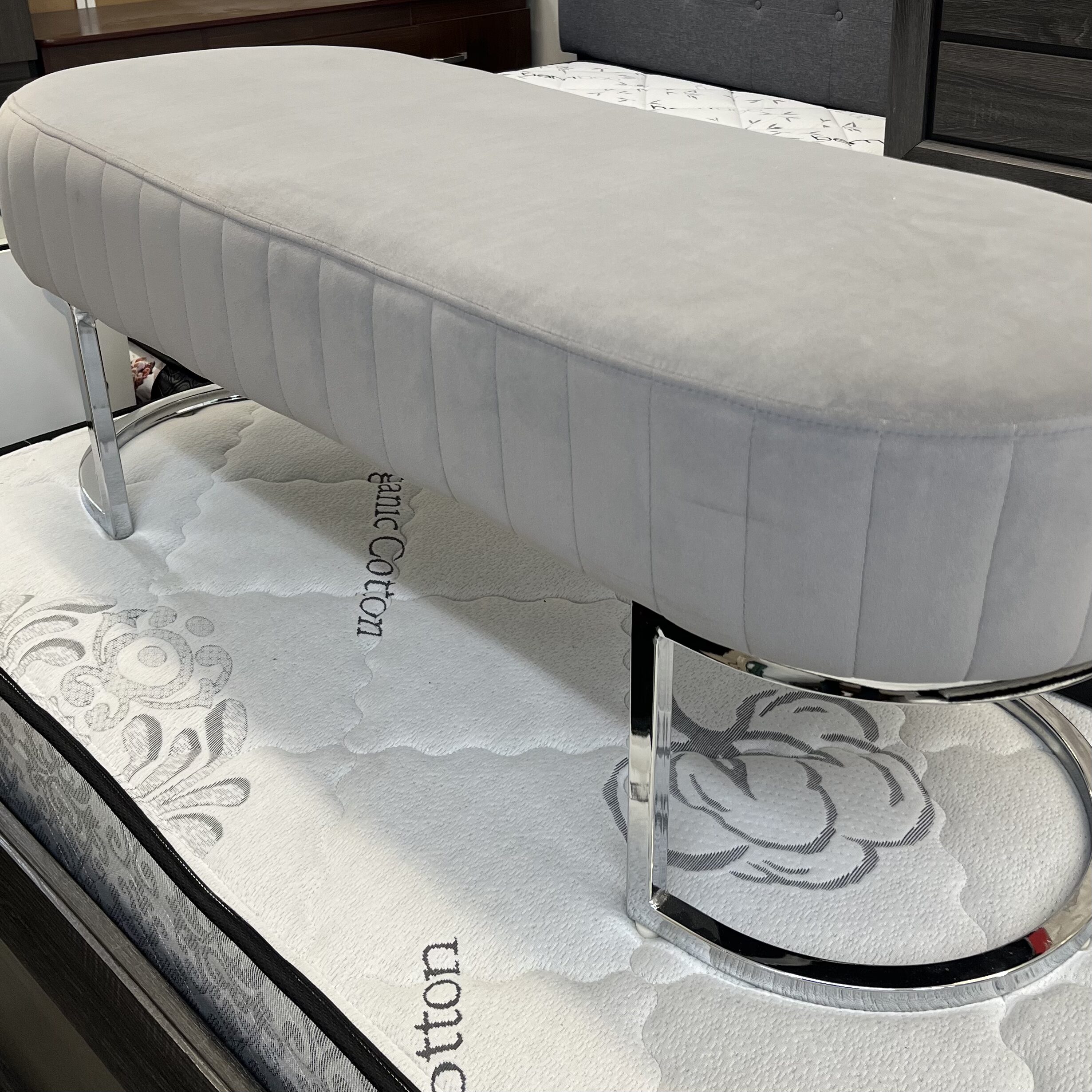 Dove Grey Tufted Bench - Image 6