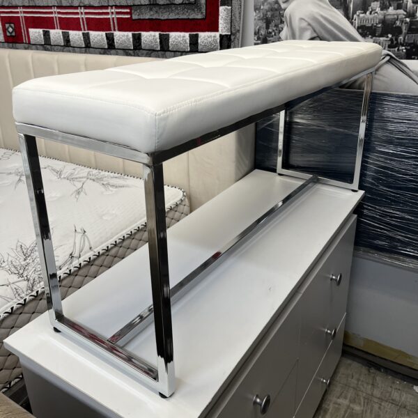 Pristine White Tufted Bench - Image 2