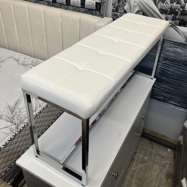 Pristine White Tufted Bench - Image 5