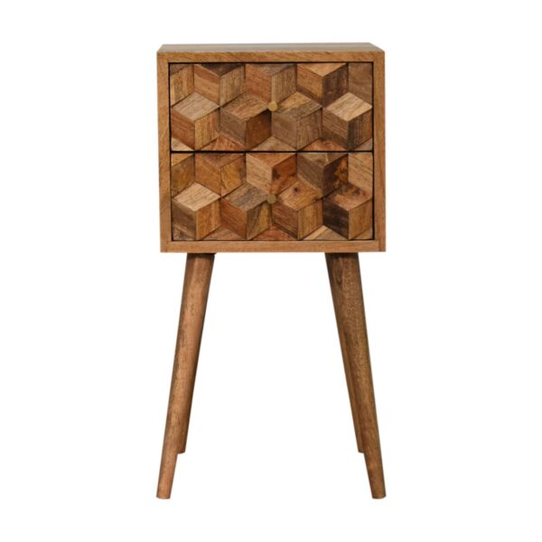 Mini Cube Carved 2 Drawer Nightstand - Image 3