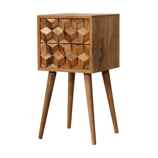 Mini Cube Carved 2 Drawer Nightstand - Image 5