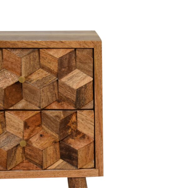 Mini Cube Carved 2 Drawer Nightstand - Image 6