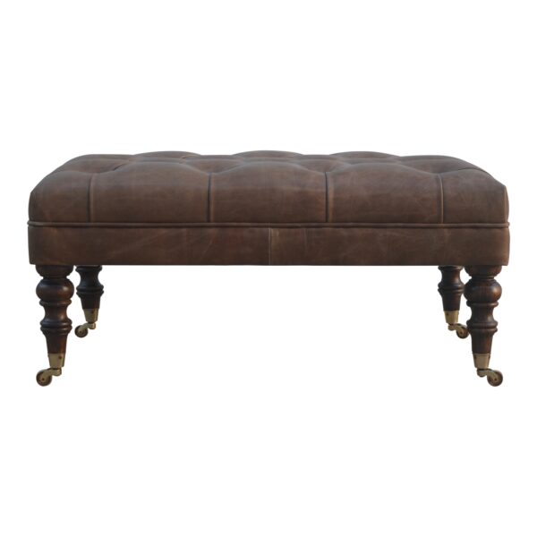 Buffalo Leather Ottoman - Image 2