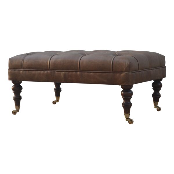 Buffalo Leather Ottoman - Image 4