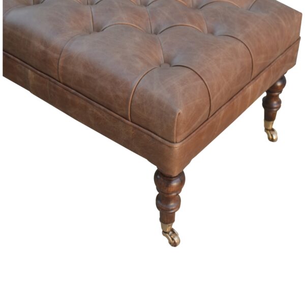Buffalo Leather Ottoman - Image 5