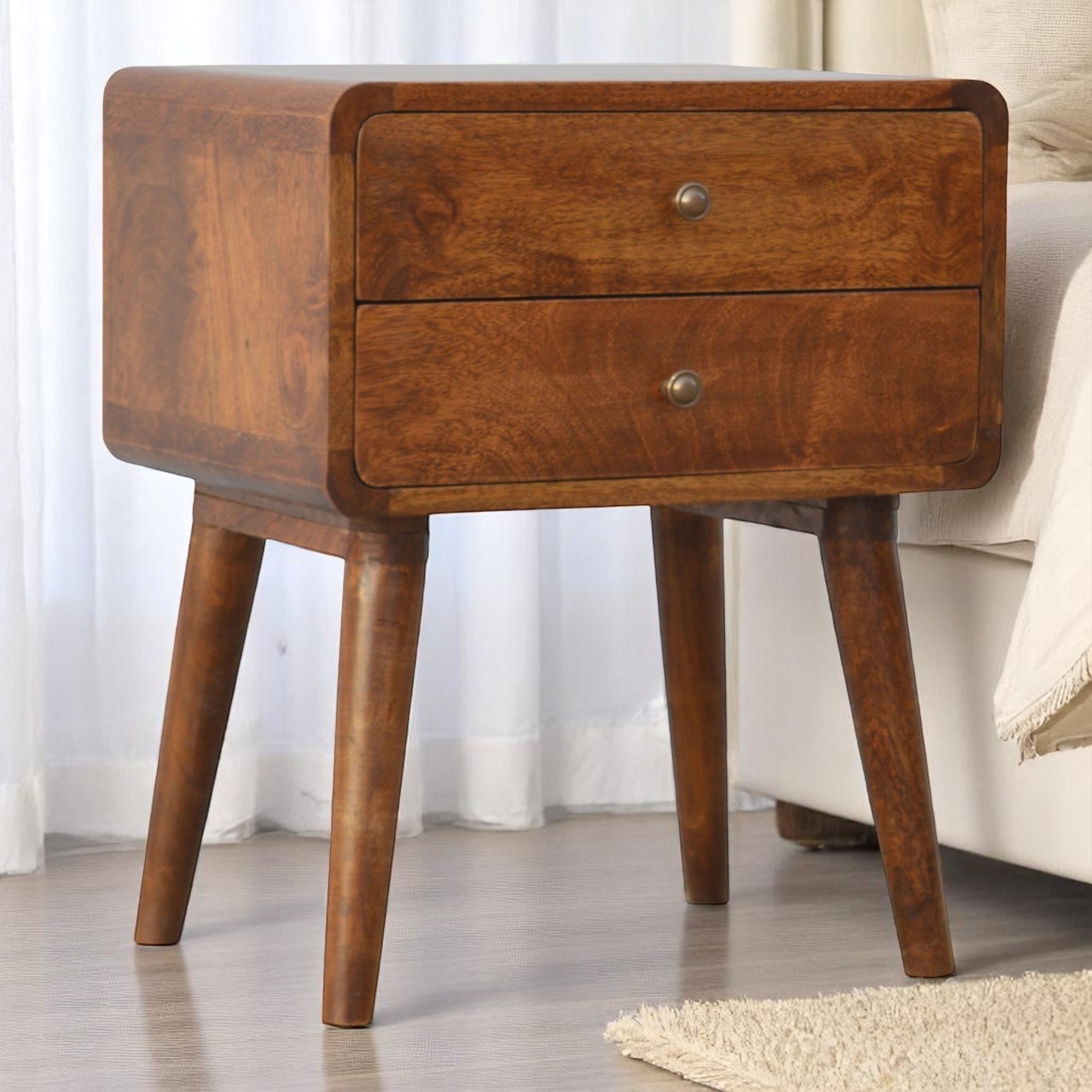 Curved Chestnut Nightstand - Image 7