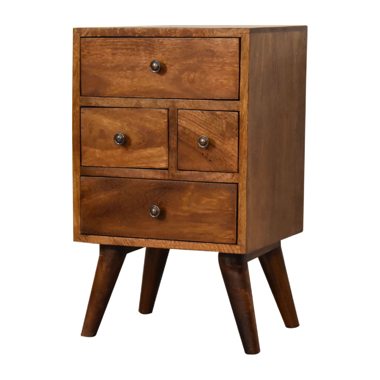 4 Drawer Multi Chestnut Nightstand - Image 3