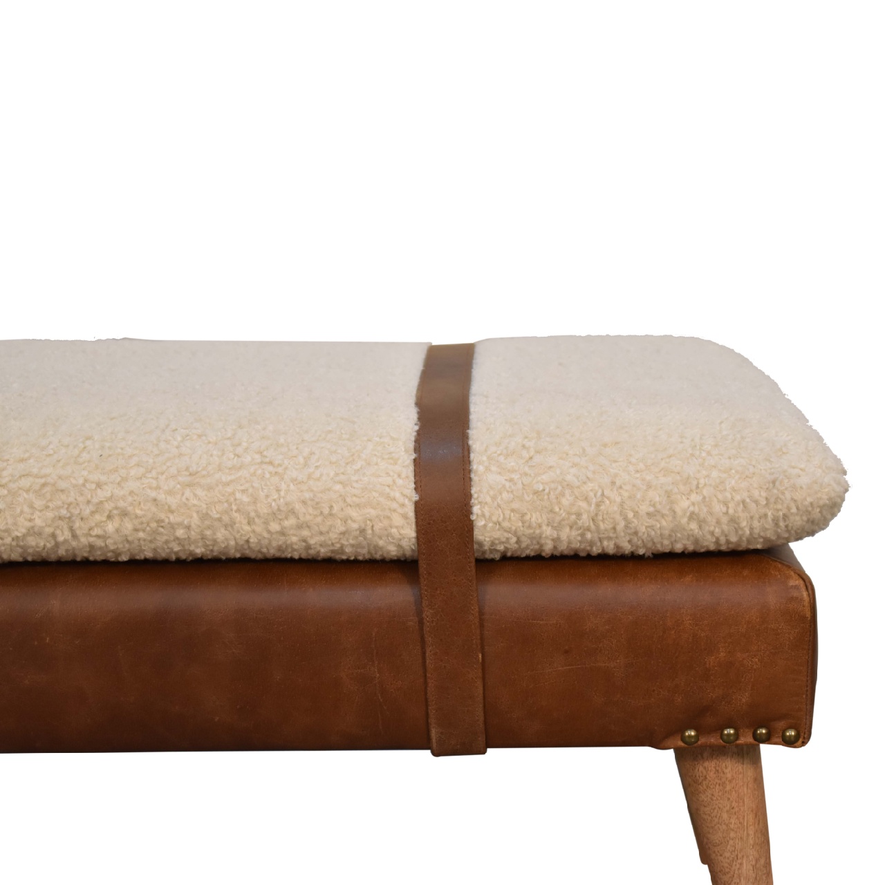 Boucle Buffalo Hide Leather Bench - Image 6
