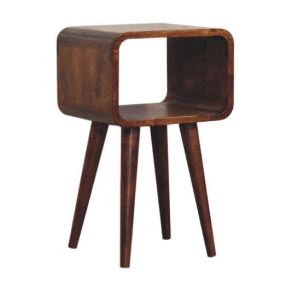 Mini Chestnut Curved Open Nightstand - Image 3