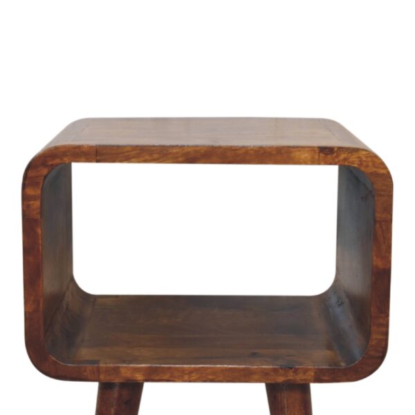 Mini Chestnut Curved Open Nightstand - Image 5