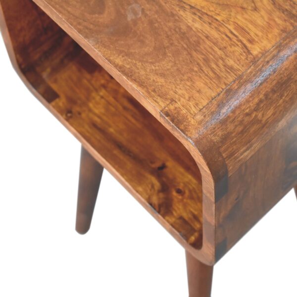 Mini Chestnut Curved Open Nightstand - Image 7