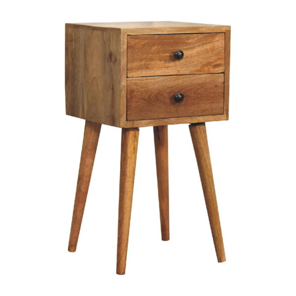 Mini 2 Drawer Oak ish Nightstand - Image 4
