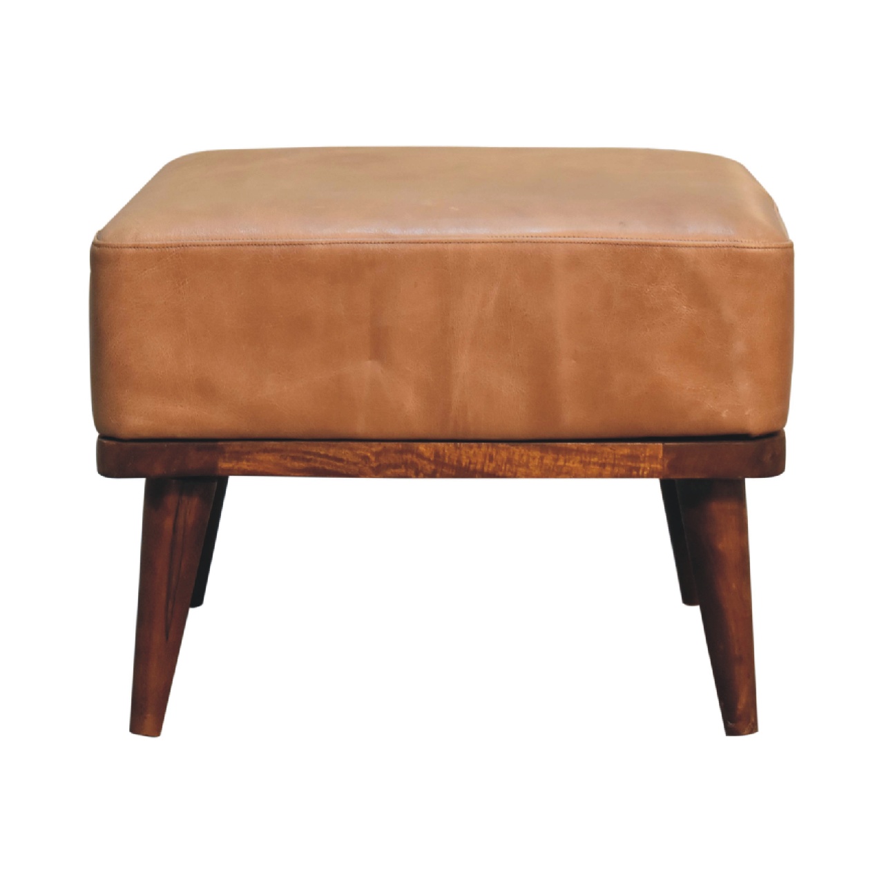 Buffalo Leather Tan Footstool - Image 2