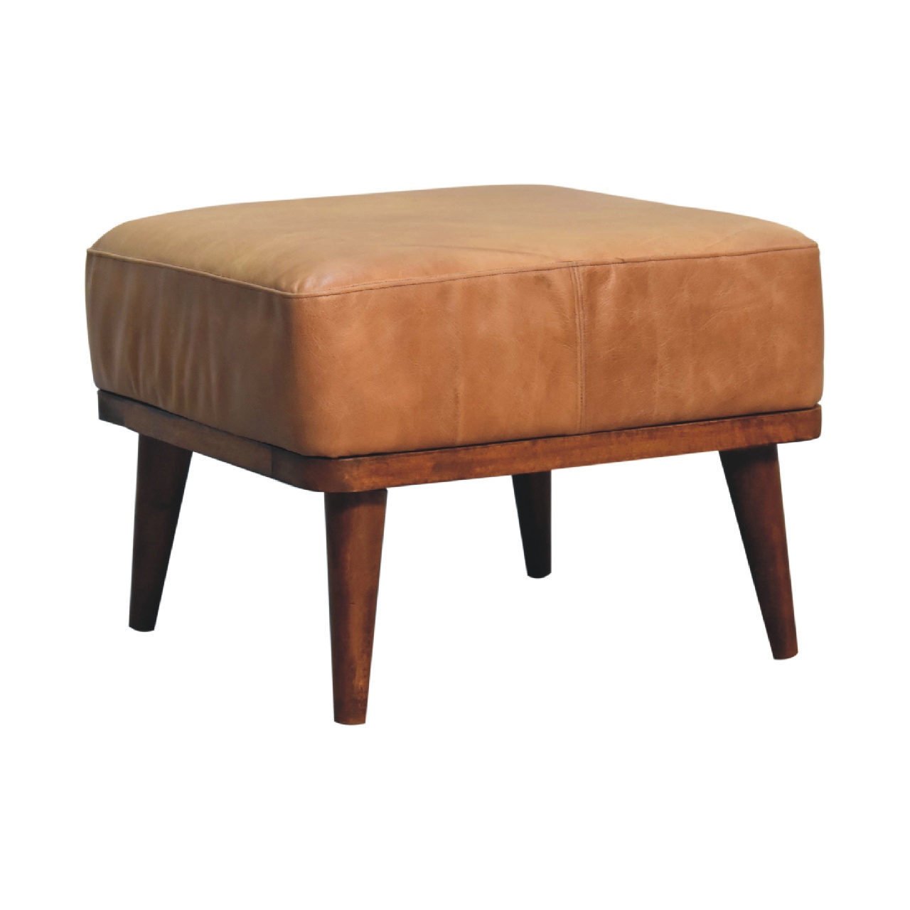 Buffalo Leather Tan Footstool - Image 3