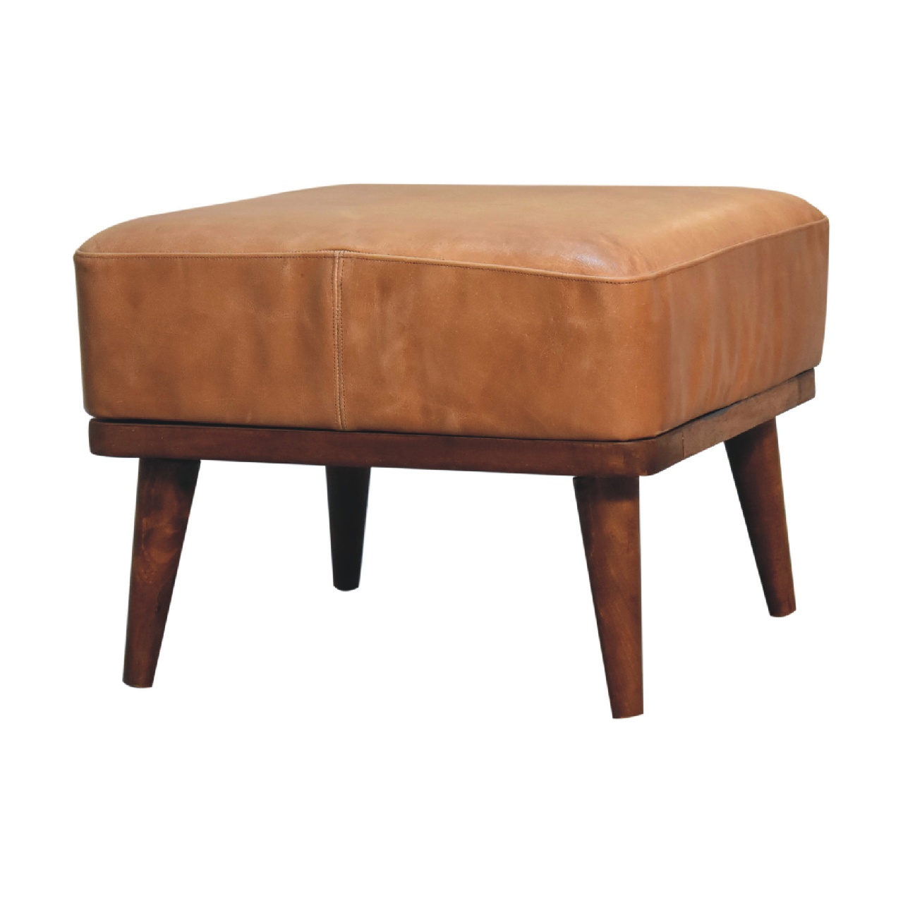 Buffalo Leather Tan Footstool - Image 4