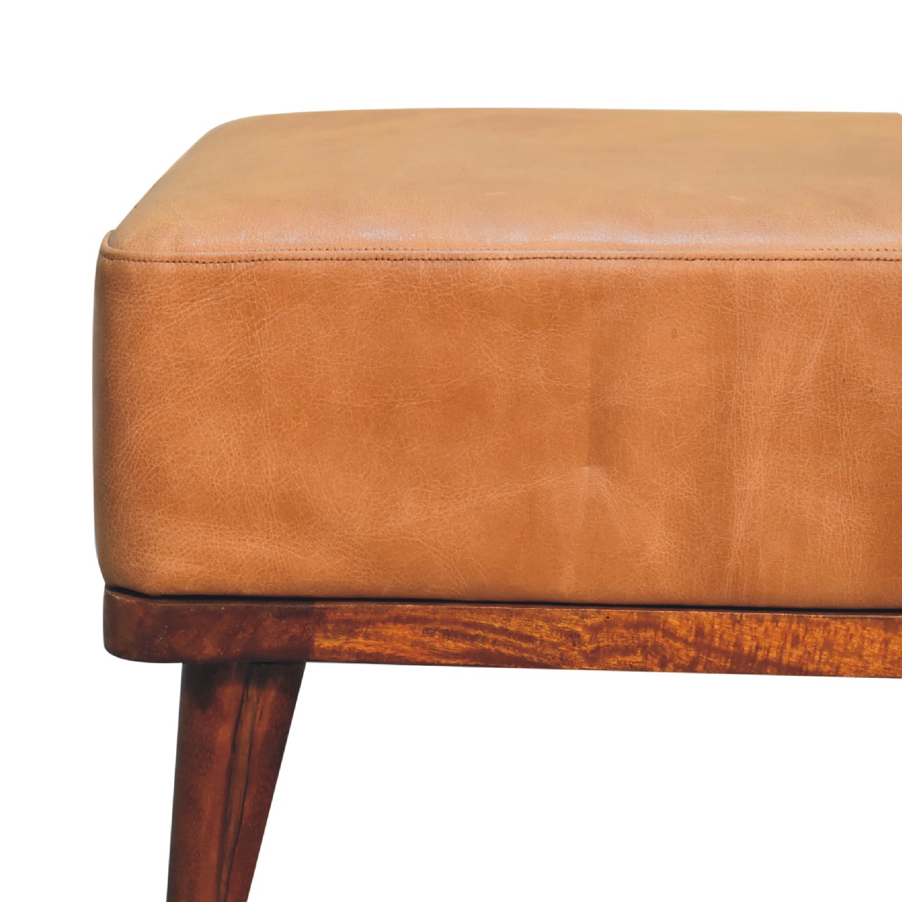 Buffalo Leather Tan Footstool - Image 5