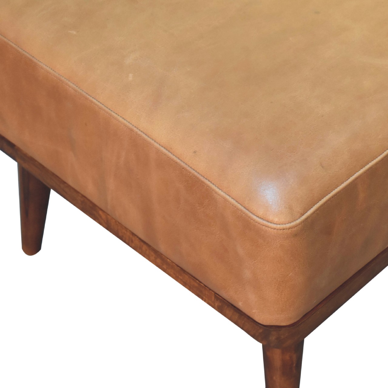 Buffalo Leather Tan Footstool - Image 6