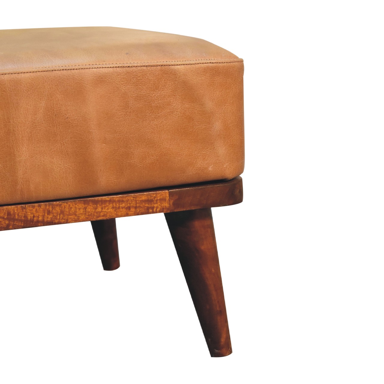 Buffalo Leather Tan Footstool - Image 7