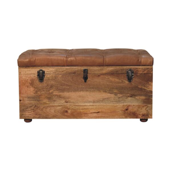 Buffalo Hide Oak ish Storage Trunk - Image 3