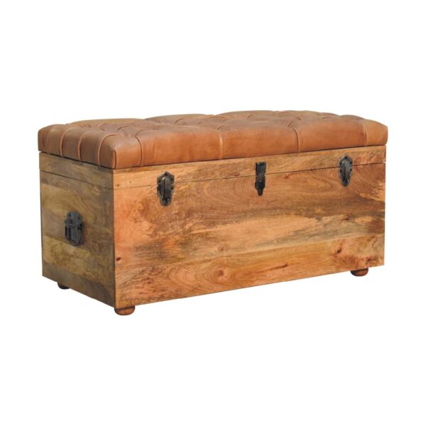 Buffalo Hide Oak ish Storage Trunk - Image 5