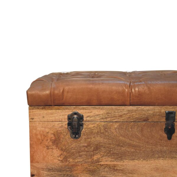 Buffalo Hide Oak ish Storage Trunk - Image 6