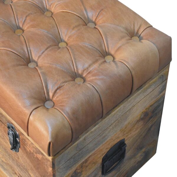 Buffalo Hide Oak ish Storage Trunk - Image 7