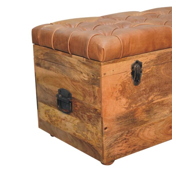 Buffalo Hide Oak ish Storage Trunk - Image 8