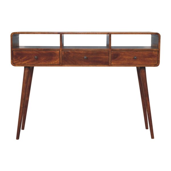 Triple Curved Chestnut Console Table - Image 2
