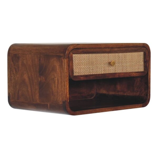 Chestnut Wall Mounted Open Woven Bedside Table - Image 3