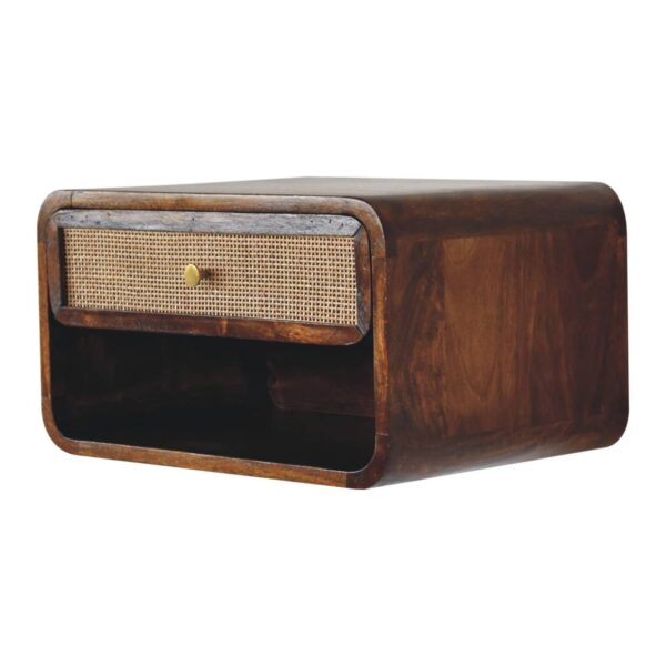 Chestnut Wall Mounted Open Woven Bedside Table - Image 4