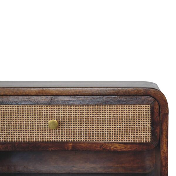 Chestnut Wall Mounted Open Woven Bedside Table - Image 5