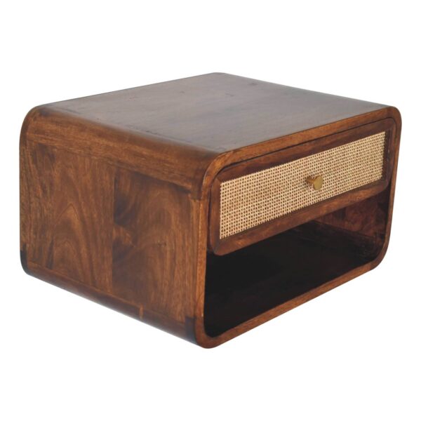 Chestnut Wall Mounted Open Woven Bedside Table - Image 6