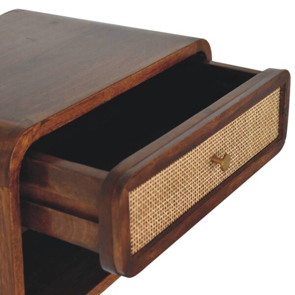 Chestnut Wall Mounted Open Woven Bedside Table - Image 7