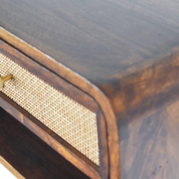 Chestnut Wall Mounted Open Woven Bedside Table - Image 8