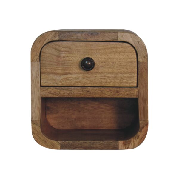 Extra Mini Curved Oak ish Bedside with Open Slot - Image 2