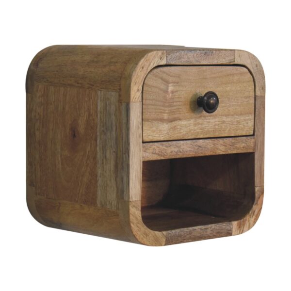 Extra Mini Curved Oak ish Bedside with Open Slot - Image 3