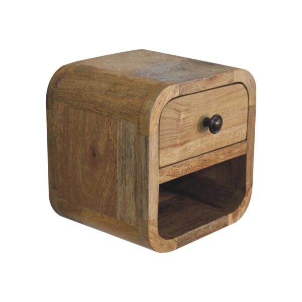 Extra Mini Curved Oak ish Bedside with Open Slot - Image 5