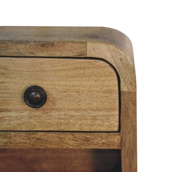 Extra Mini Curved Oak ish Bedside with Open Slot - Image 6