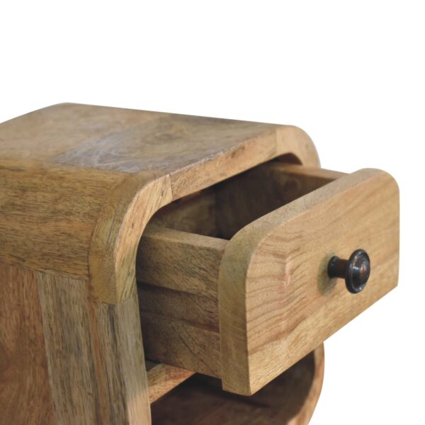 Extra Mini Curved Oak ish Bedside with Open Slot - Image 7
