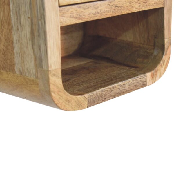 Extra Mini Curved Oak ish Bedside with Open Slot - Image 8