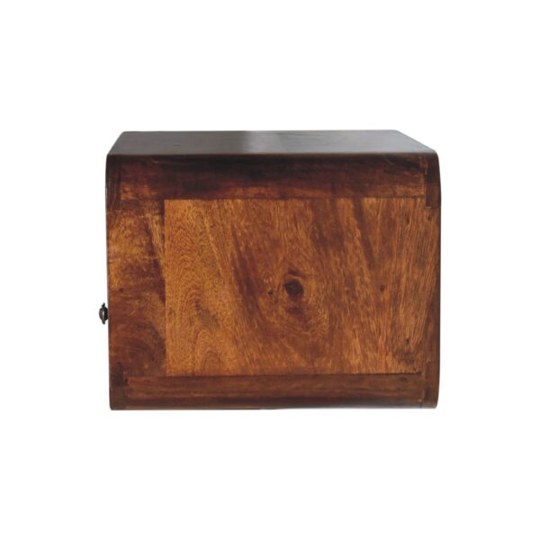 Large Chestnut Curve Upper Slot Floating Bedside Table - Image 8
